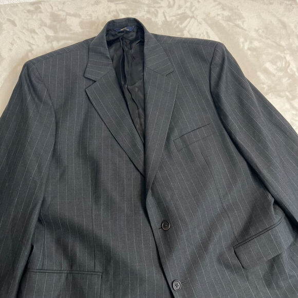 Brooks Brothers 346 Blazer Mens 48R Grey Pinstripe Two Button Wool Sport Coat - Picture 2 of 15